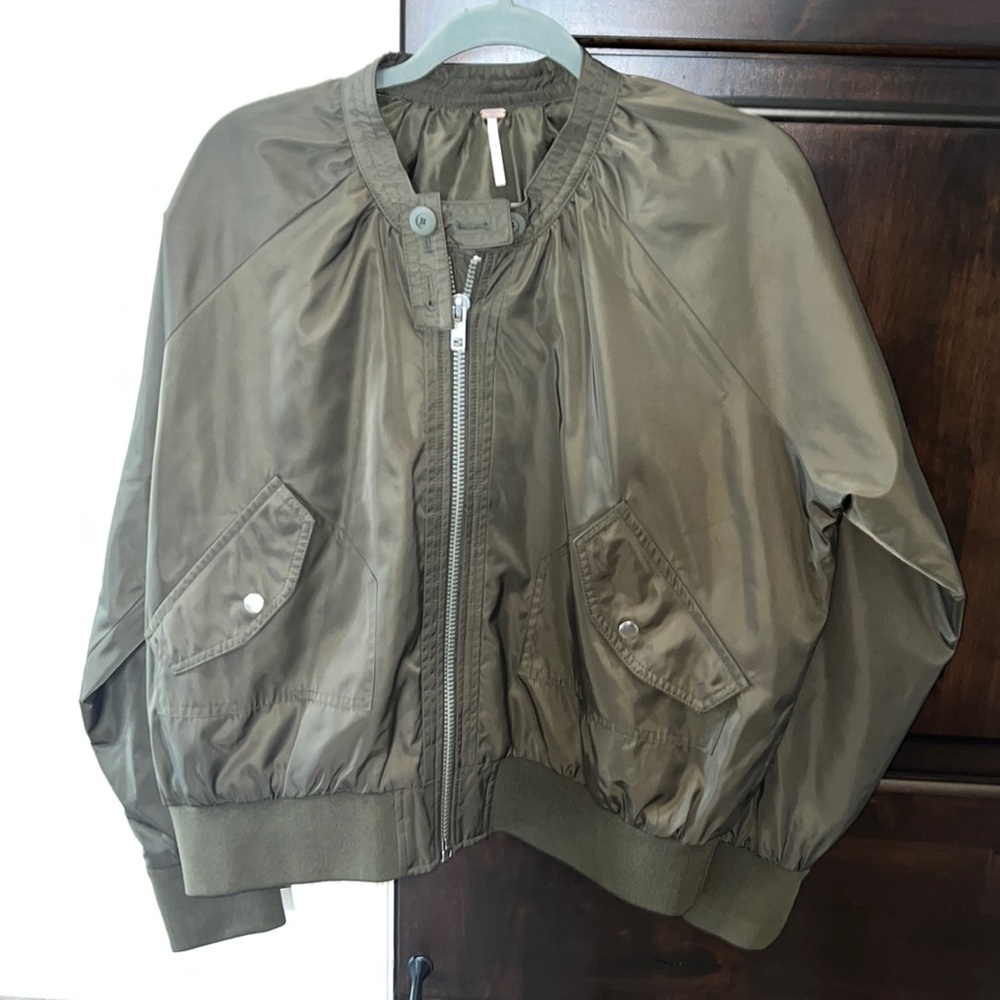 Free People, army green nylon jacket